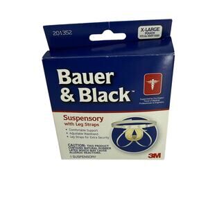 Bauer & Black Suspensory with Leg Straps Adjustable Waistband White XL